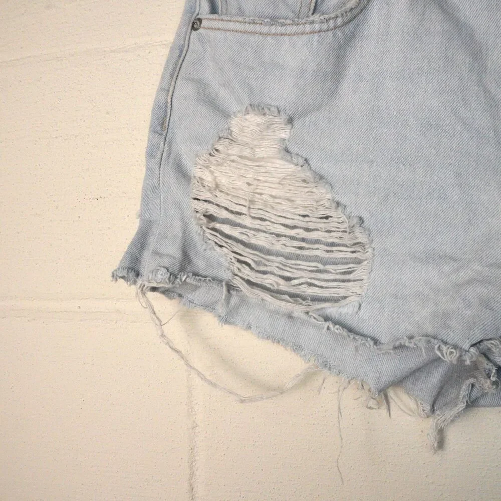 Lovers and Friends Womens Jack High Rise Distressed Light Wash Jean Shorts Sz 31